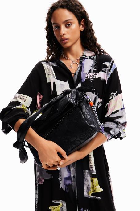 Desigual аксесоар Жени среден размер чанта с флорална бродерия V0BL1259