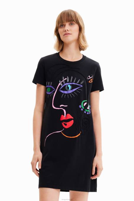 Desigual облекло Жени рокля с тениска с артистично лице V0BL330
