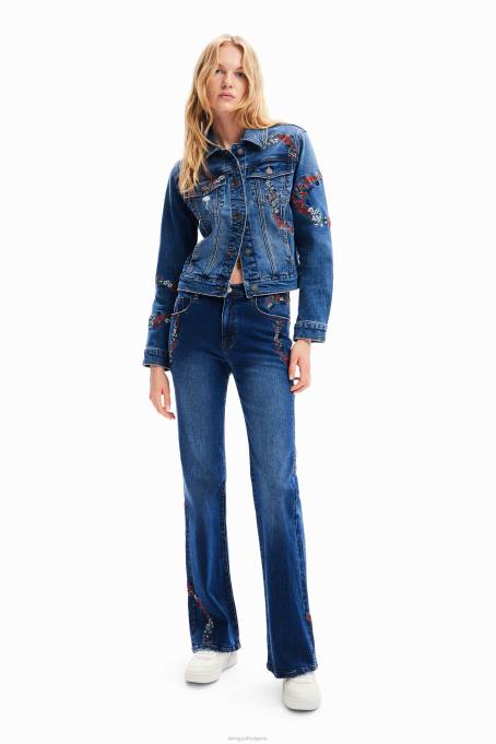 Desigual облекло Жени дънки с широки крачоли на цветя V0BL138