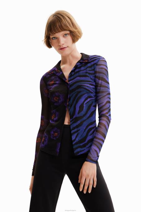 Desigual облекло Жени риза тип зебра на цветя от тюл V0BL1007