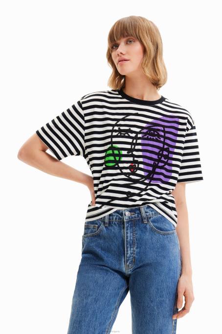 Desigual облекло Жени раирана арт тениска с лице V0BL1021