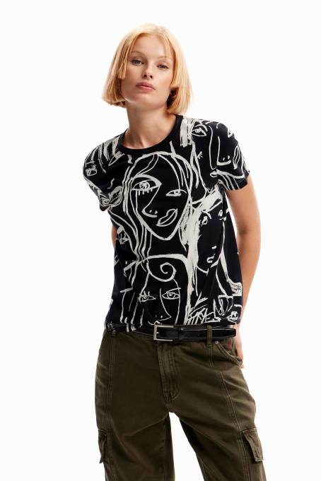Desigual облекло Жени тениска с контрастно лице V0BL130