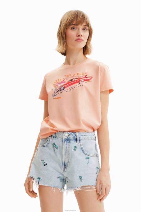 Desigual облекло Жени тънка тениска с илюстрация V0BL395