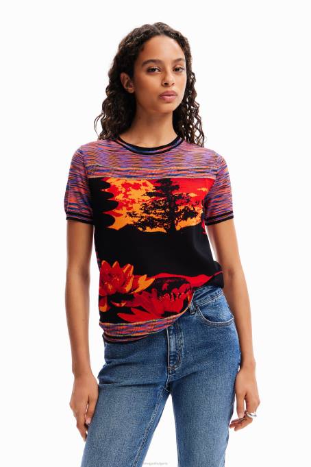 Desigual облекло Жени плетена пейзажна тениска V0BL40
