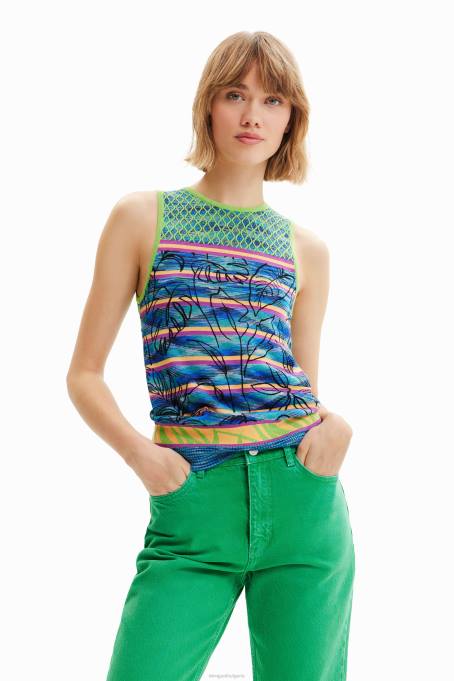 Desigual облекло Жени плетена раирана тениска V0BL457