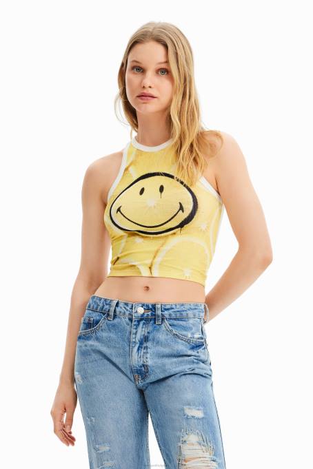 Desigual облекло Жени усмихната тънка рипсена тениска V0BL748