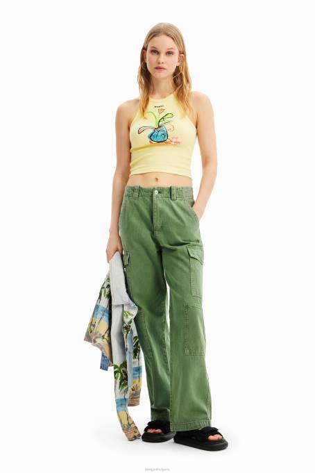Desigual облекло Жени тънка тениска с илюстрация с рипс V0BL752