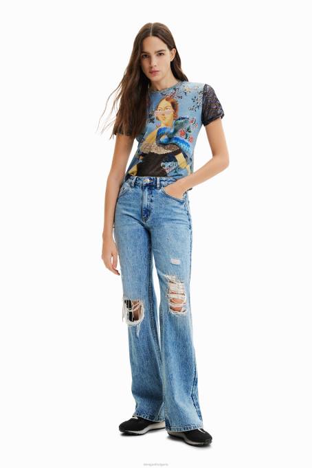 Desigual облекло Жени плетена тениска с колаж V0BL858