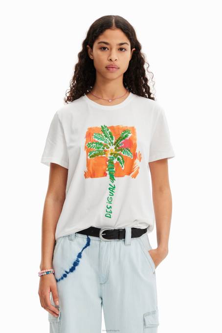 Desigual облекло Жени тениска с тропическа палма V0BL940