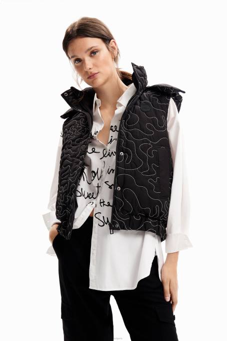 Desigual облекло Жени подплатена жилетка с карирани шевове V0BL233