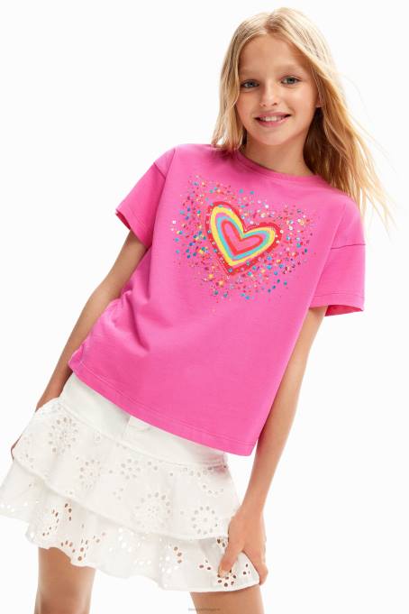 Desigual облекло момиче тениска сърце с пайети V0BL1832